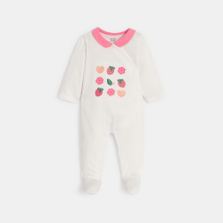 بذلة نوم من الجيرسي الفاخر برسمة قلوب باللون الأبيض للفتيات الصغيرات